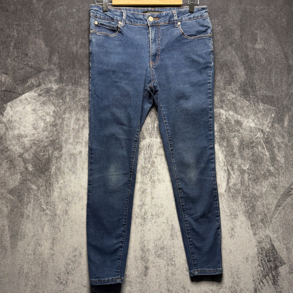 Tahari Jeans Womens 8/29 Blue Cotton Kelly Mid Rise Skinny Stretch Denim Casual